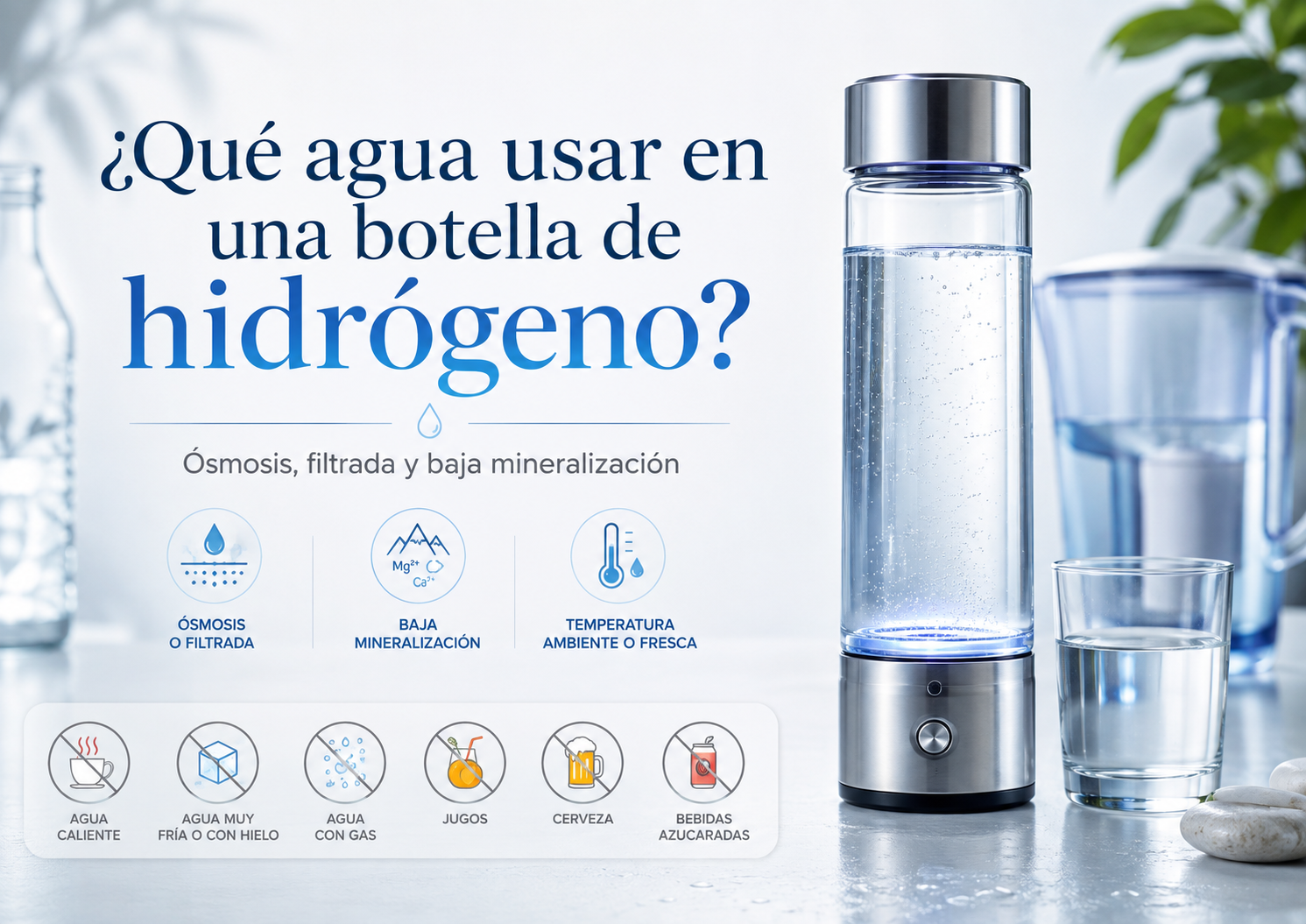 Qué agua usar en tu botella de hidrógeno (y qué errores evitar)