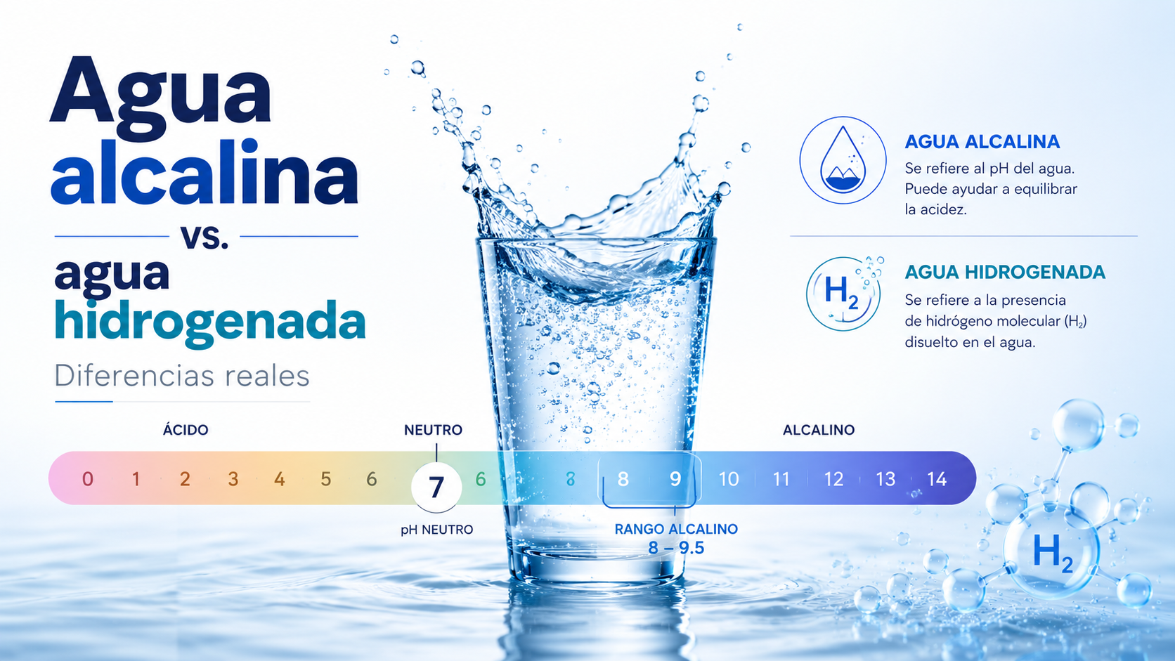 Agua alcalina y agua hidrogenada: ¿son lo mismo?