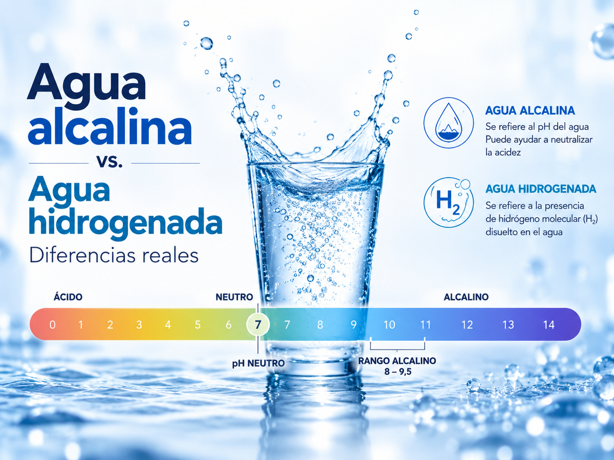 Agua alcalina y agua hidrogenada: ¿son lo mismo?