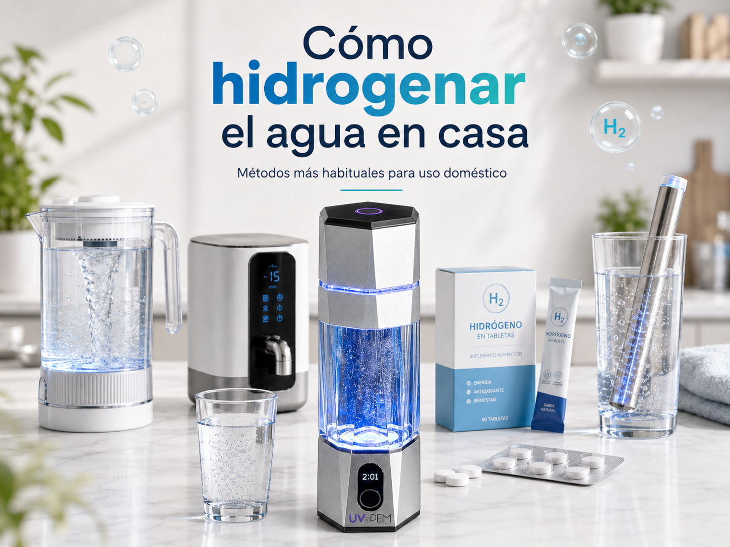 Cómo preparar agua hidrogenada en casa: 3 métodos para hidrogenar el agua