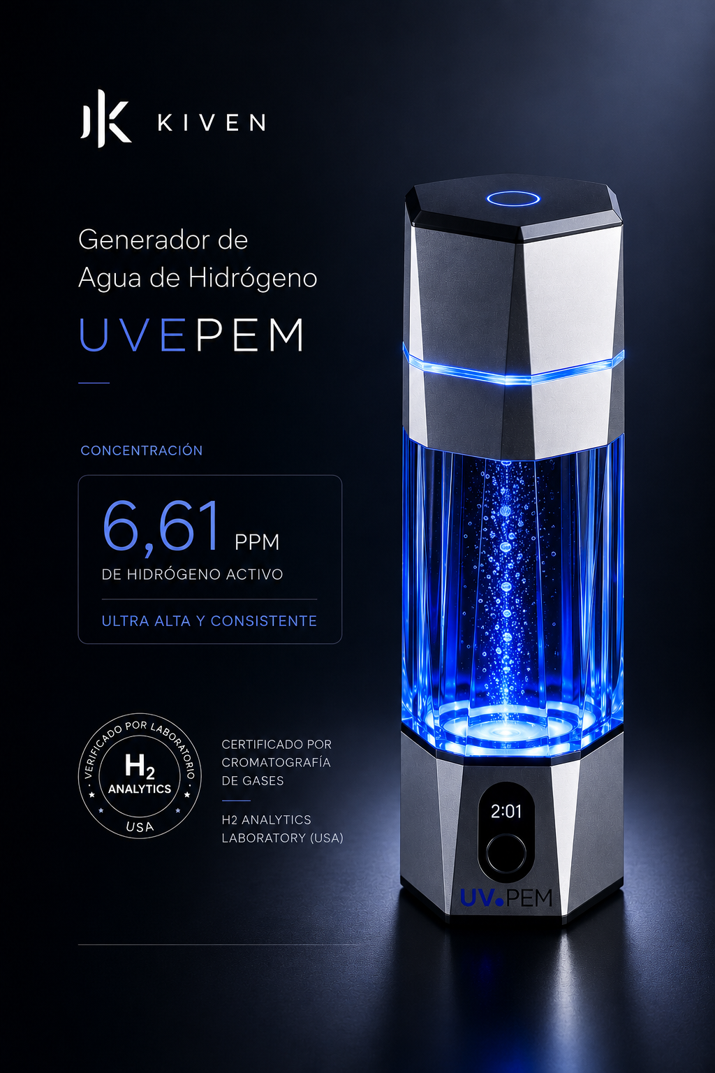 Botella de Agua de Hidrógeno Portátil  UVEPEM